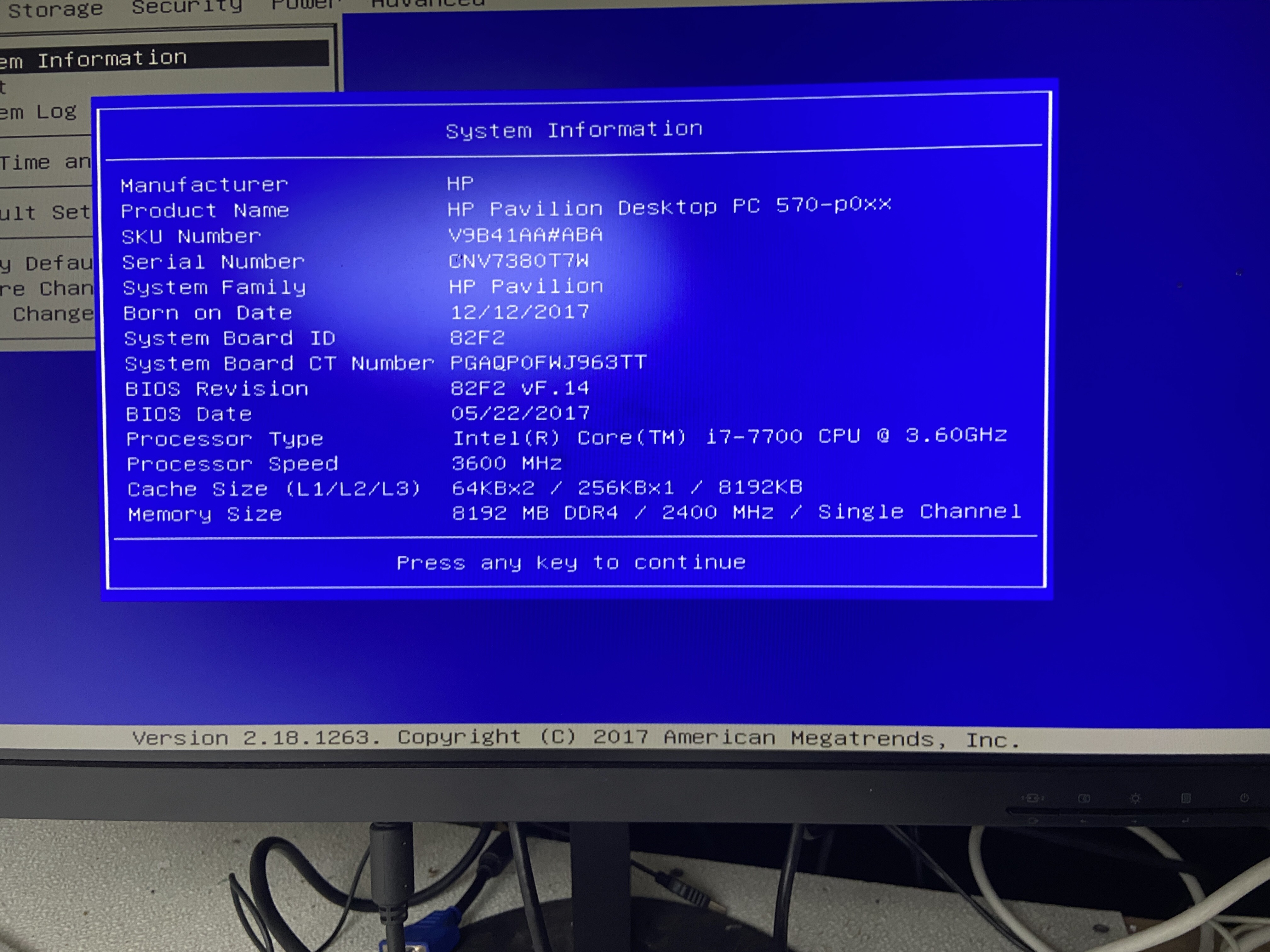 HP Pavilion 570-p0xx Desktop BOOTS i7-7700 3.60GHz 8GB RAM 1TB HDD