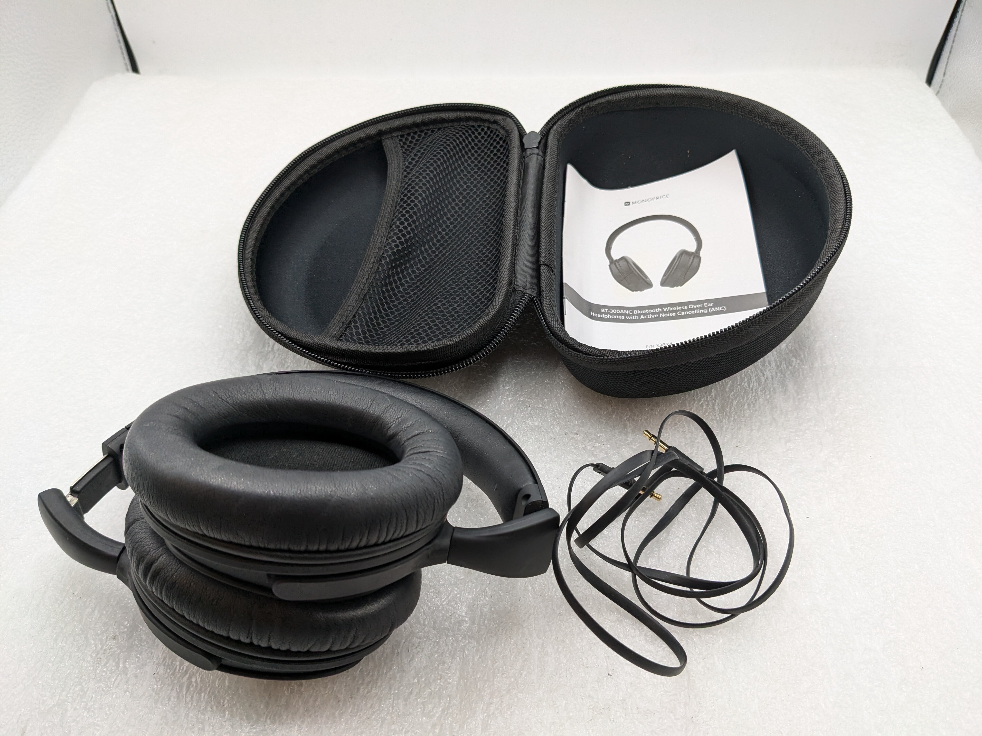 Monoprice BT-300ANC Bluetooth Wireless Over Ear Headphones /w Case