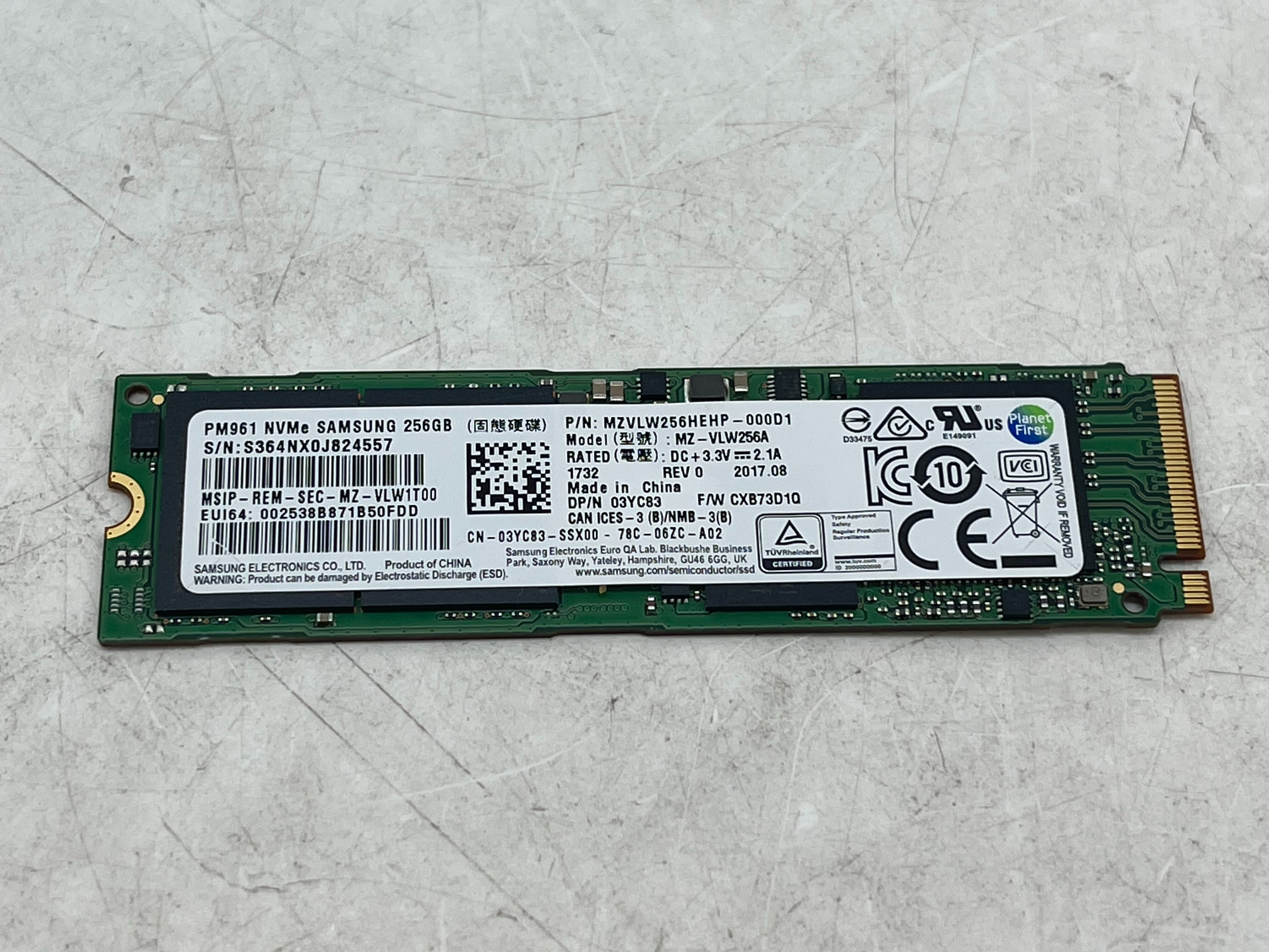 SAMSUNG PM961 256GB M.2 2280 NVMe SSD ( MZVLW256HEHP-000H1