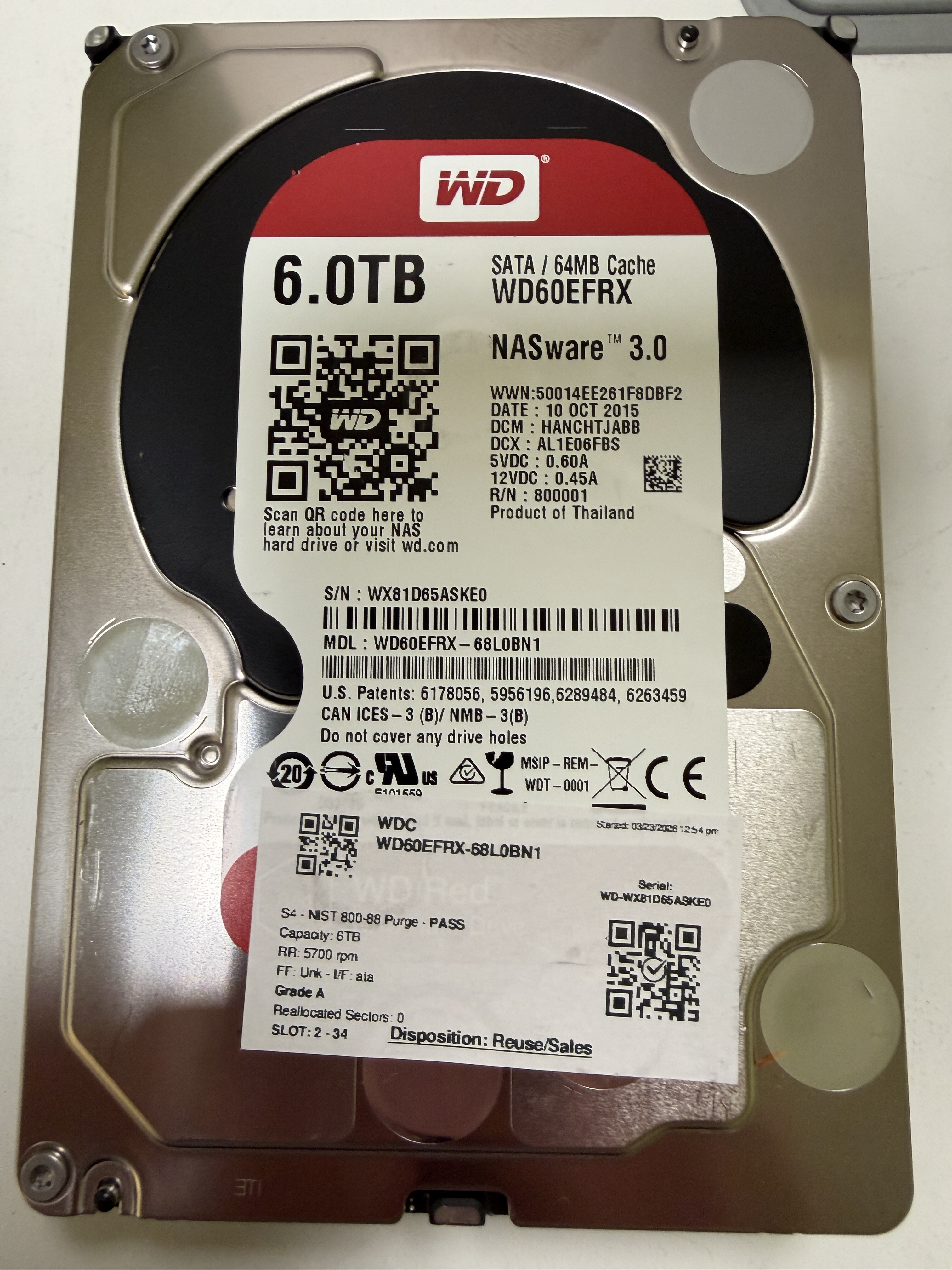 Western Digital Red 6TB NAS 3.5" SATA – WD60EFRX, 5400rpm, 64MB Cache - Foto 6