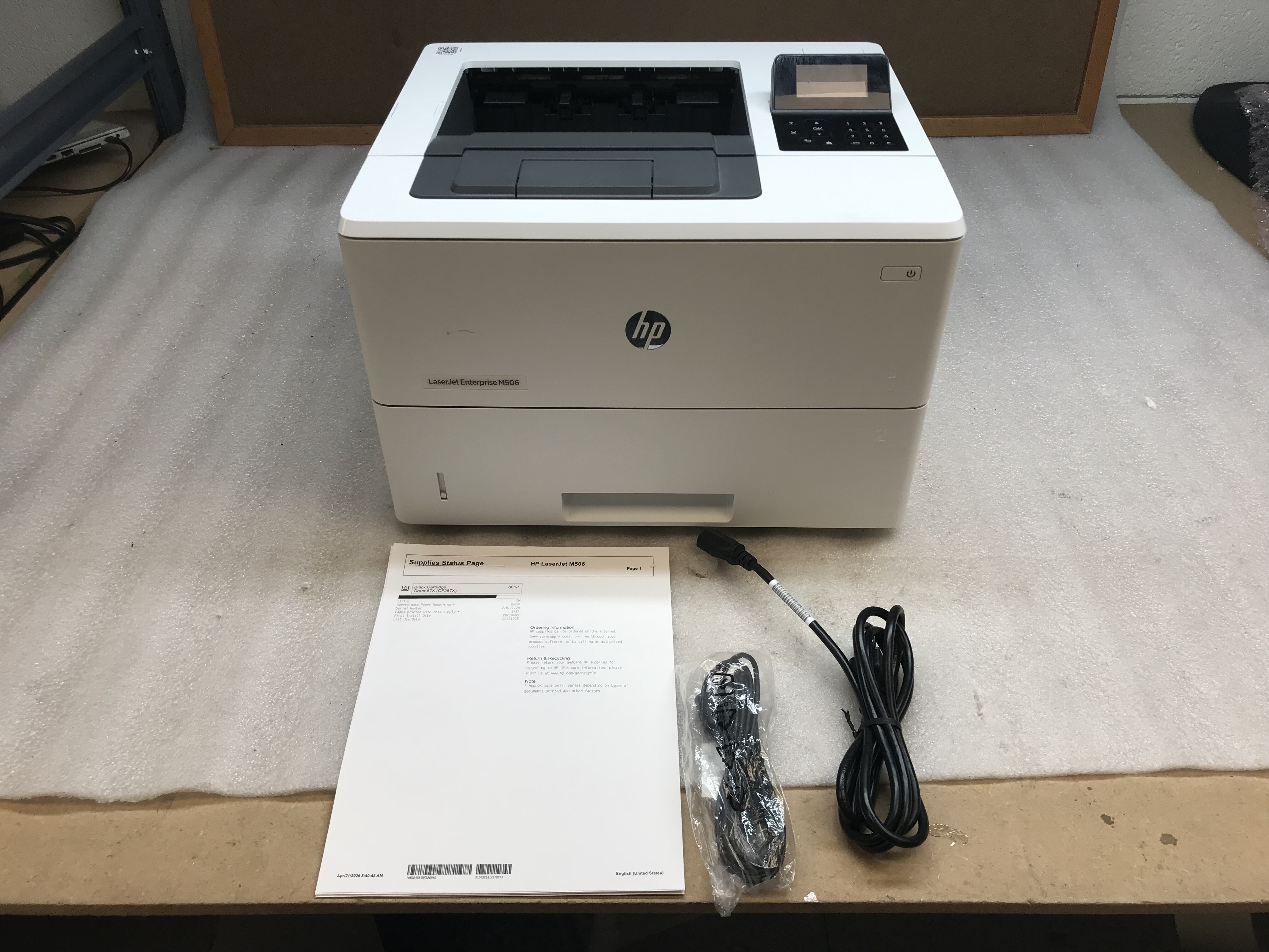 プリンターお売りします HP LASERJET ENTERPRISE M506 Monochrome Laser Printer 98K Pg Ct w