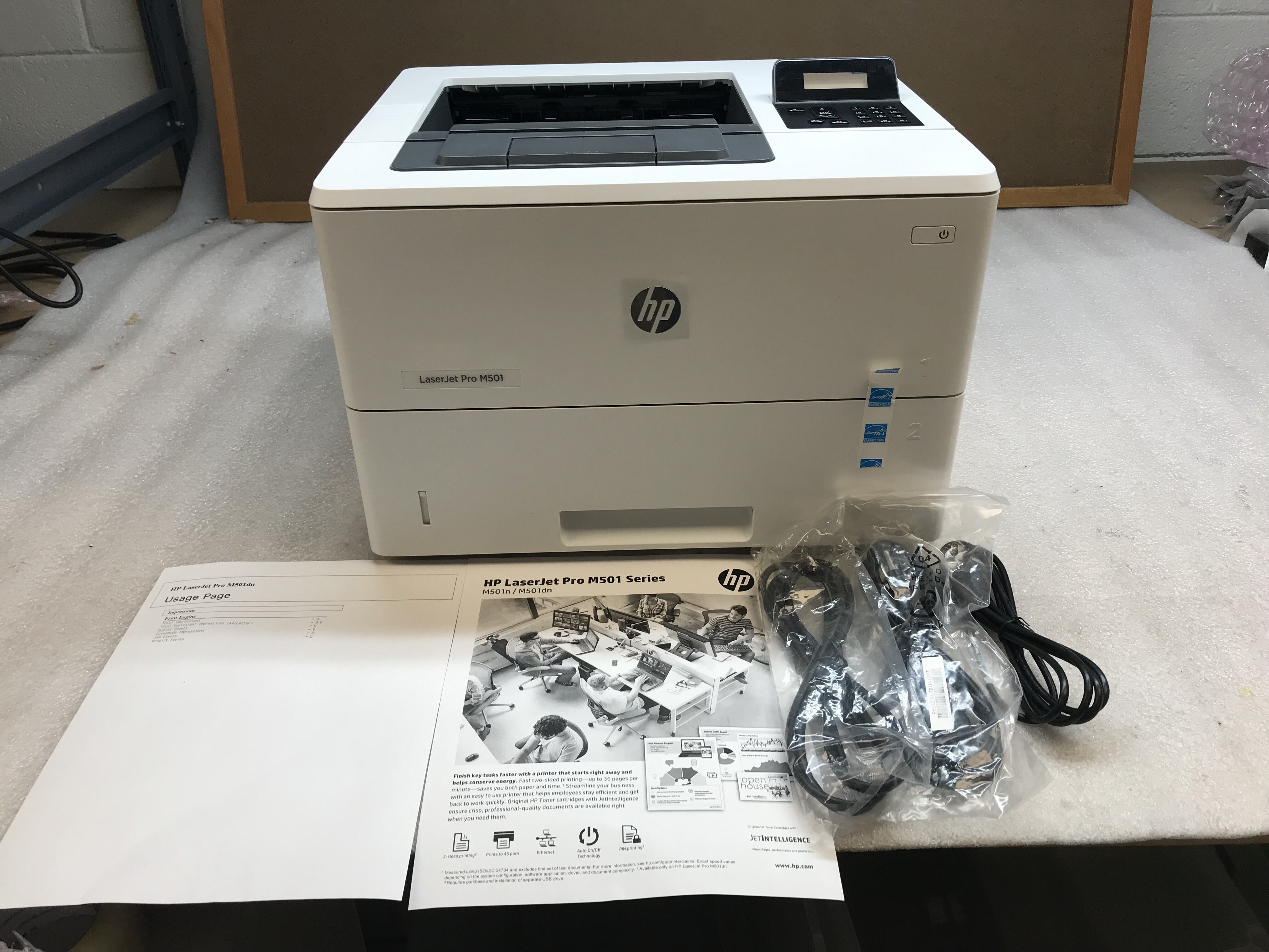 HP LaserJet Pro M501dn Monochrome Laser Printer J8H61A Only 3 Pages 100% Toner